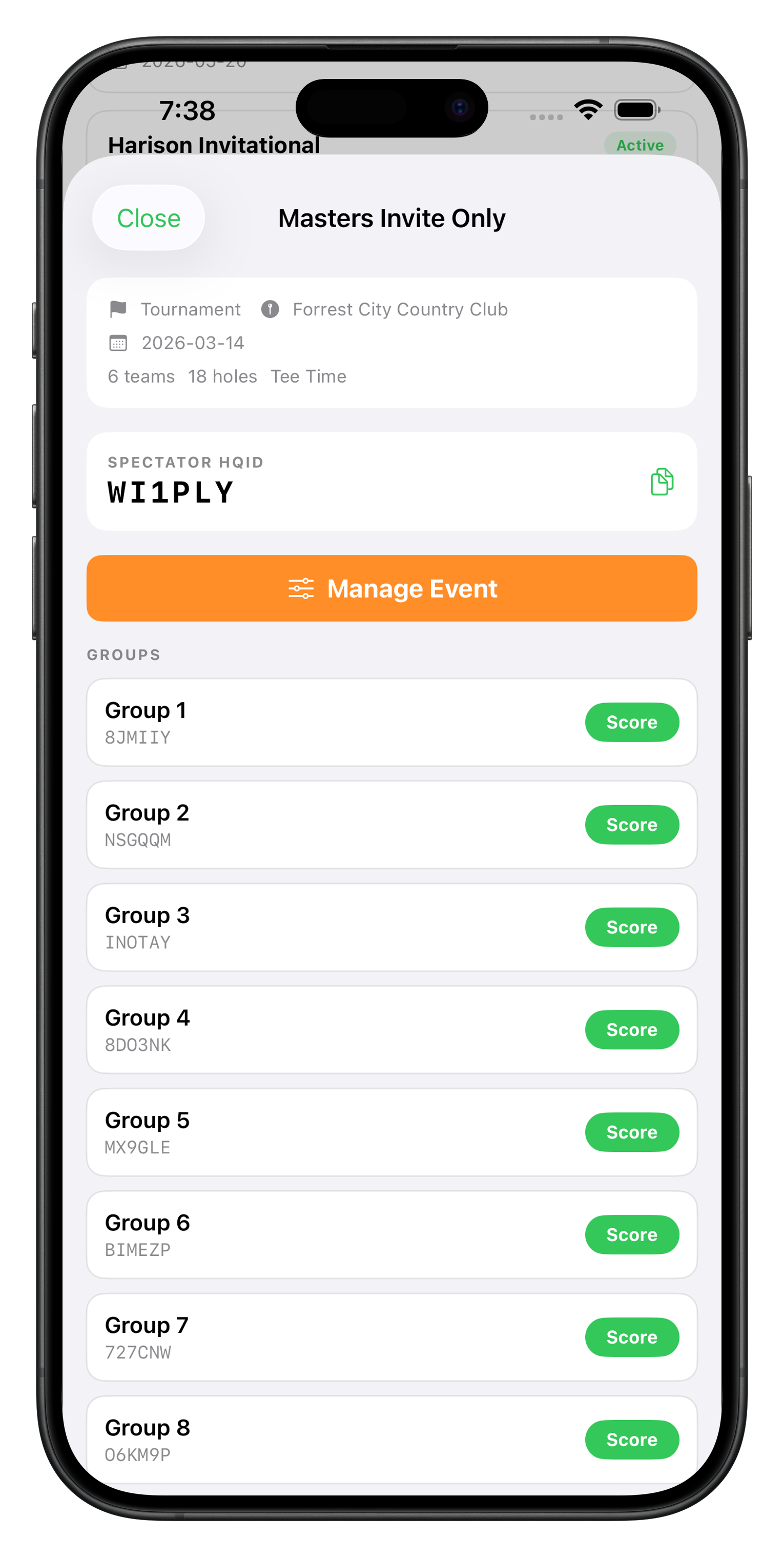 Coach setting up a live scoring event